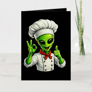 Carte De Vacances En Aluminium Conception drôle de chef extraterrestre Cuisinier
