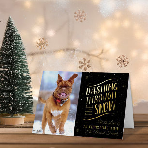 Carte De Vacances En Aluminium Dashing Through the Snow Photo de Noël Real