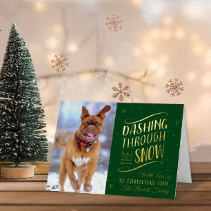 Carte De Vacances En Aluminium Dashing Through the Snow Photo de Noël Real