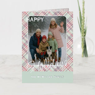Carte De Vacances En Aluminium Élégant Rustique Classé Plaid Motif Or