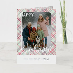 Carte De Vacances En Aluminium Élégant Rustique Élégant Motif Carreaux Or