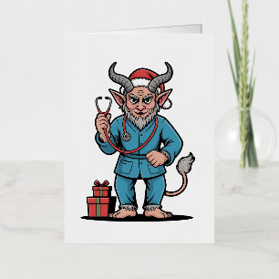 Carte De Vacances En Aluminium Evil Krampus Infirmière Scrubs Infirmière Noël