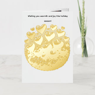 Carte De Vacances En Aluminium Golden Hearts Burst Greeting Card