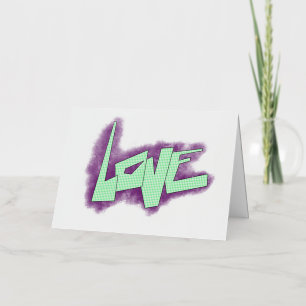 Carte De Vacances En Aluminium graffiti d'amour violet vert menthe typographie po