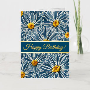 Carte De Vacances En Aluminium Grandes fleurs bleues et jaunes