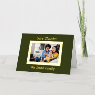 Carte De Vacances En Aluminium Green et Gold Photo Thanksgiving