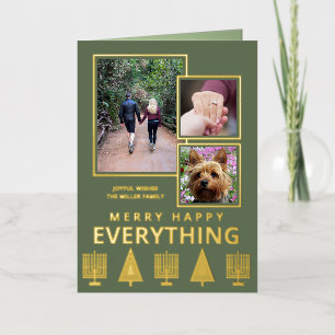 Carte De Vacances En Aluminium Interfaith 3 Photo Tendance Simple Vert Or