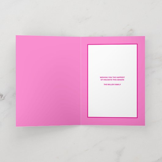 Carte De Vacances En Aluminium Interfaith 3 Photo Trendy Simple Pink Gold (Couchage intérieur)