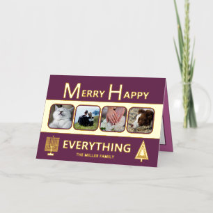 Carte De Vacances En Aluminium Interfaith 4 Photo Tendance Simple Violet Or