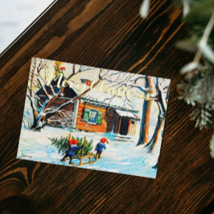 Carte De Vacances En Aluminium Jenny Nyström Gnome Vintage arbre de Noël suédois