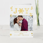 Carte De Vacances En Aluminium "Joy" Snowflakes Noël Photo Real (Recto)