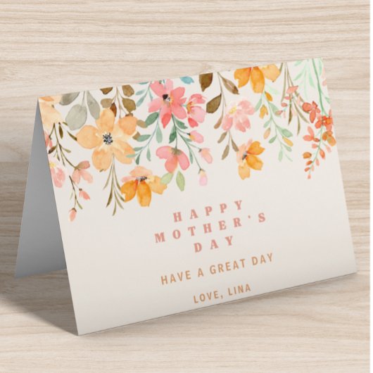 Carte De Vacances En Aluminium Joyeuse fête des mères Fleurs d'aquarelle rose