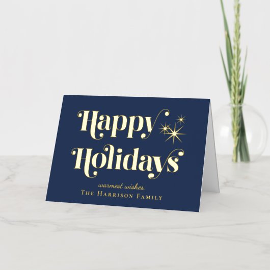 Carte De Vacances En Aluminium Joyeuses fêtes Noël bleu (Recto)