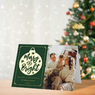 Carte De Vacances En Aluminium Joyeux et brillant Noël moderne Bauble Photo Real