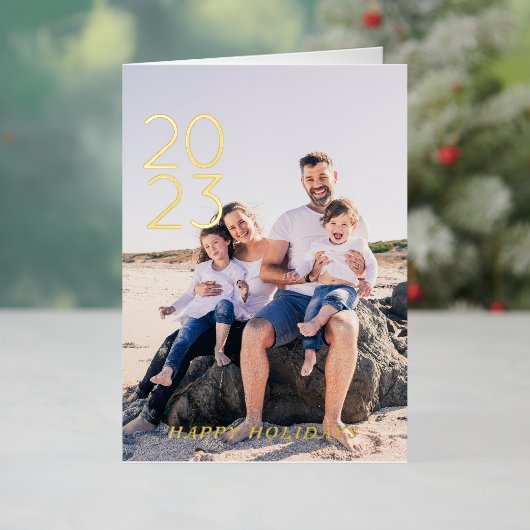 Carte De Vacances En Aluminium Joyeux Joyeux Jour de l'An 8 Photo repliée (Vacances In Situ)