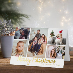 Carte De Vacances En Aluminium Joyeux Noël 5 Photo Collage Real