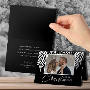 Carte De Vacances En Aluminium Joyeux Noël Argent Palms Plier