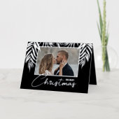 Carte De Vacances En Aluminium Joyeux Noël Argent Palms Plier (Recto)