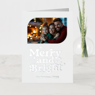 Carte De Vacances En Aluminium Joyeux Noël blanc et argenté