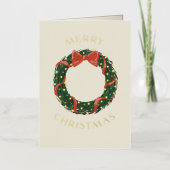 Carte De Vacances En Aluminium Joyeux Noël Classic Wreath Gold (Recto)