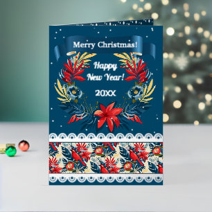 Carte De Vacances En Aluminium Joyeux Noël et Bonne Année ! 2027 Oiseau Rouge