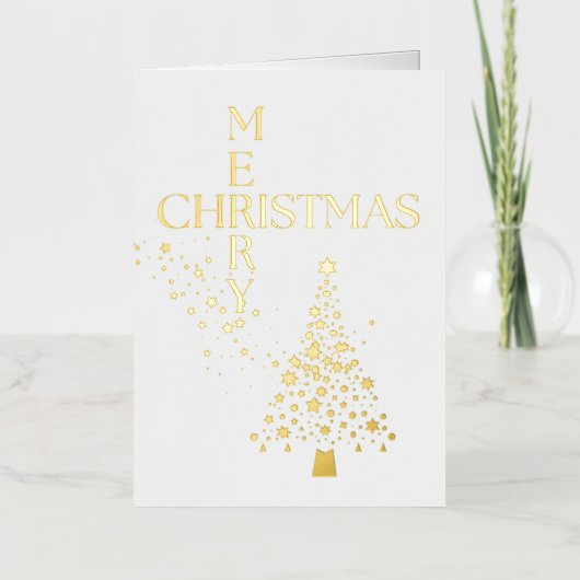 Carte De Vacances En Aluminium Joyeux Noël étoile & arbre (Recto)