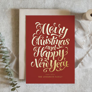 Carte De Vacances En Aluminium Joyeux Noël rouge et une bonne année