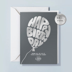 Carte De Vacances En Aluminium Logo Ballon Gris Affaires Argent Papier D'argent A