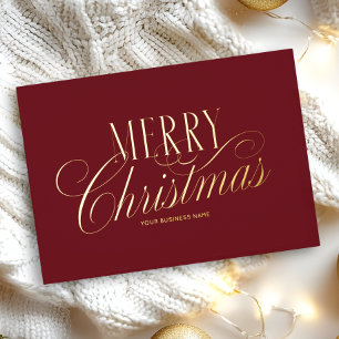 Carte De Vacances En Aluminium Logo de Noël professionnel élégant écriture rouge