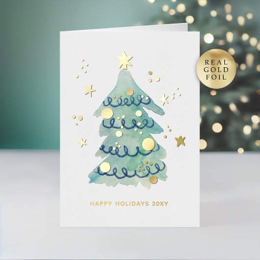 Carte De Vacances En Aluminium Logo Hand Painted Simple Christmas Tree Business