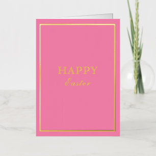 Carte De Vacances En Aluminium Macaron français Joyeuses Pâques Rose