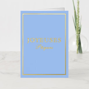 Carte De Vacances En Aluminium Macaron Français Joyeux Paques Bleu