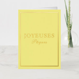Carte De Vacances En Aluminium Macaron Français Joyeux Pâques Jaune