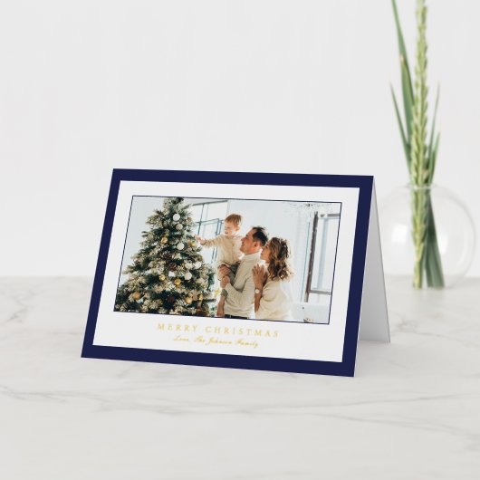 Carte De Vacances En Aluminium Miniature Bleue Photo Noël élégant (Recto)