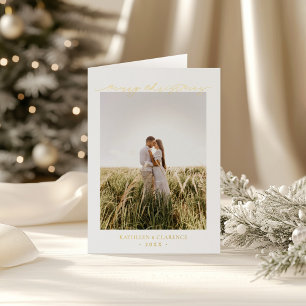 Carte De Vacances En Aluminium Minimaliste Simple Élégant Photo Noël Classique