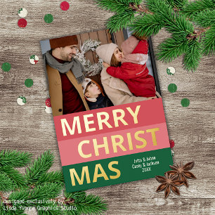 Carte De Vacances En Aluminium Moderne Retro Classy Gras Blocs Gras Or