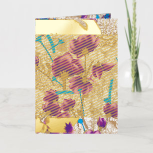 Carte De Vacances En Aluminium Motif floral vif avec violet et bleu f