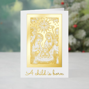 Carte De Vacances En Aluminium Noël de la Nativité en feuille d'or personnalisé a