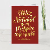 Carte De Vacances En Aluminium Noël Red Feliz Navidad (Recto)