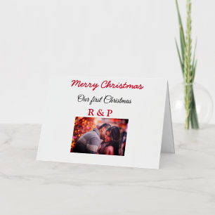Carte De Vacances En Aluminium Notre premier Noël ajouter nom photo mariage fianc