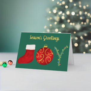 Carte De Vacances En Aluminium Ornement de sapin de Noël en aquarelle Stocking Jo