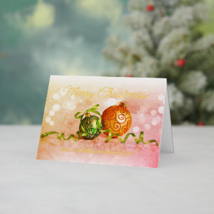 Carte De Vacances En Aluminium Ornements d'or couleur or vert rose personnalisé