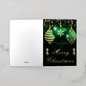 Carte De Vacances En Aluminium Parties scintillant verte et or Baubles Noël (Mise à l'extérieur)