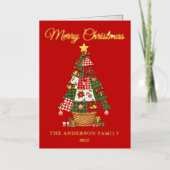 Carte De Vacances En Aluminium Patchwork sapin de Noël non photo (Recto)