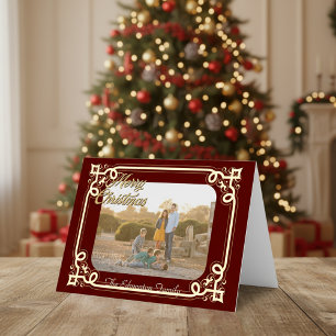 Carte De Vacances En Aluminium Photo encadrée or et Bourgogne Noël