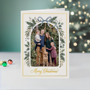 Carte De Vacances En Aluminium Photographie de Noël avec verdure hivernale et rub