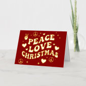Carte De Vacances En Aluminium Retro Groovy Peace Love Christmas (Recto)