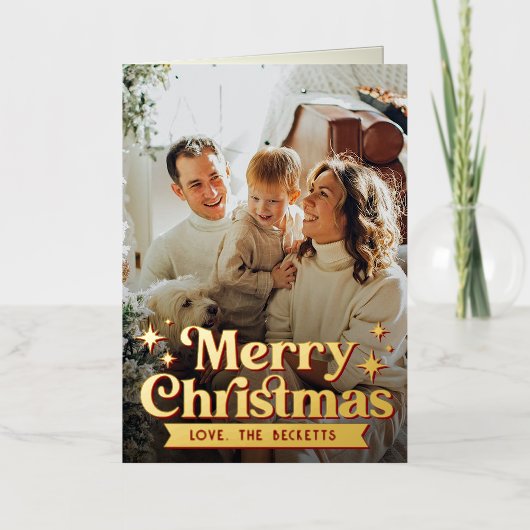 Carte De Vacances En Aluminium Retro Super Joyeux Noël Photo Real Fun (Recto)