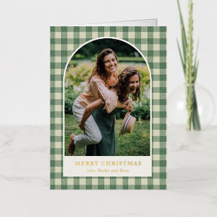 Carte De Vacances En Aluminium Rustic Green En vichy Arch Photo moderne Noël
