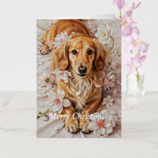 Carte De Vacances En Aluminium Salutations de Noël pour chien saucisse Dachshund